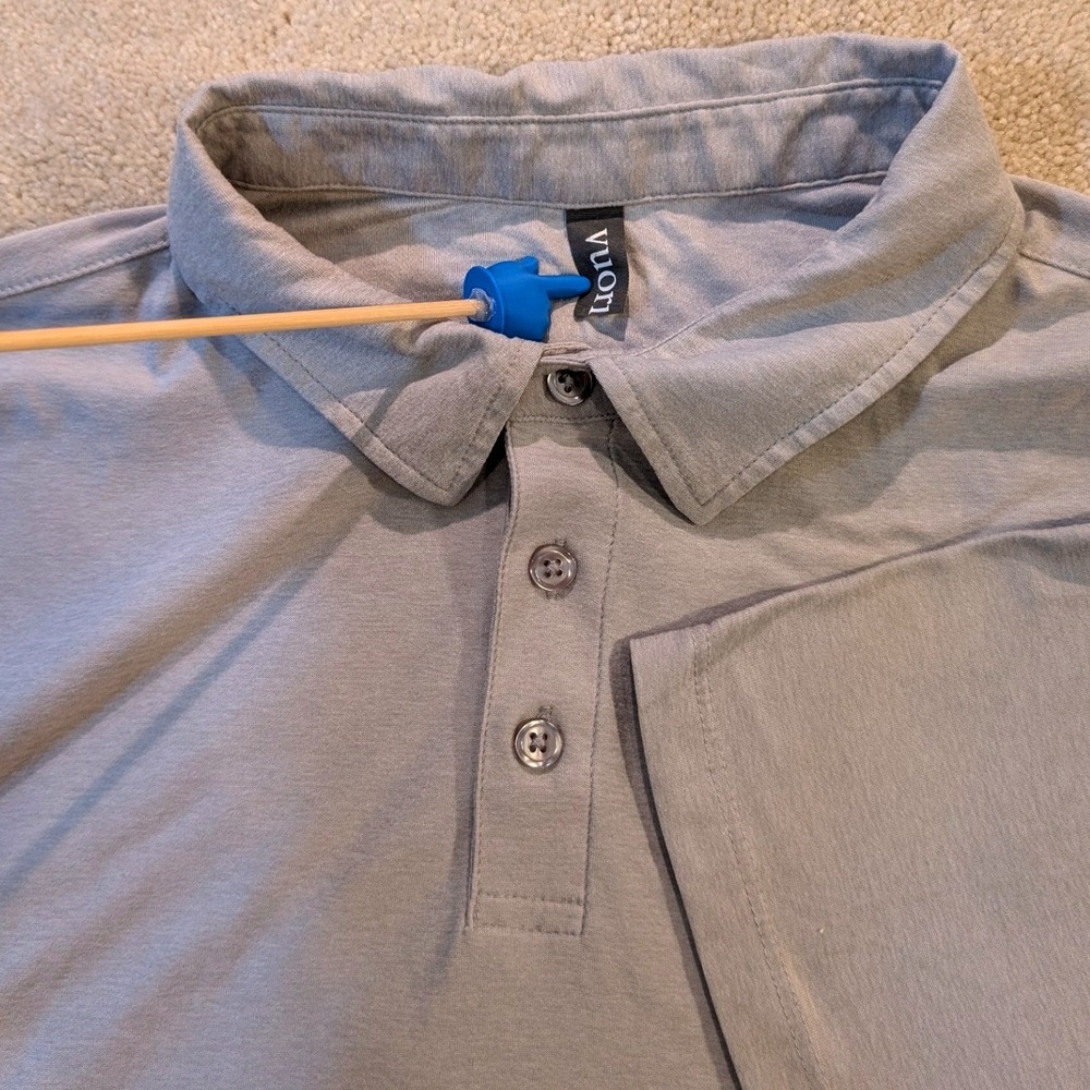 Vuori Strato Tech Polo Mens Large Light Grey Heather Performance Shirt V188